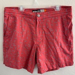 AMBSN Men’s Frawl Tailored Swim Short, Blood Red Colorway, Size 31